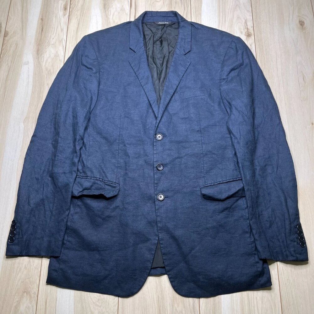 Versus Mens Blue Long Sleeve Three Button Style Linen Blazer Jacket Size 38/52